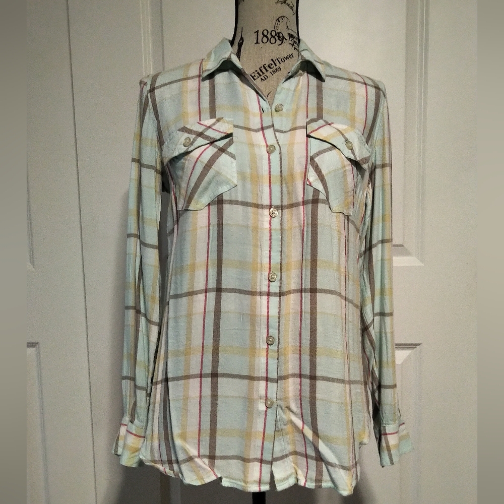 Jessica Simpson Plaid Button-Up Shirt- Size S